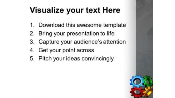 3d Image Of Colorful Gears PowerPoint Templates Ppt Backgrounds For Slides 0813