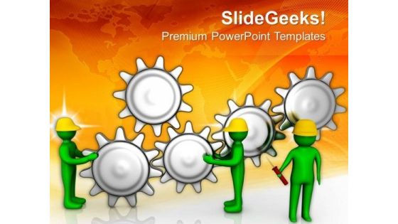 3d Image Of Gear Mechanism PowerPoint Templates Ppt Backgrounds For Slides 0713