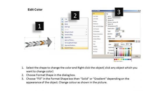 3d Inclined Arrow Describing 6 Stages Basic Process Flow Chart PowerPoint Templates