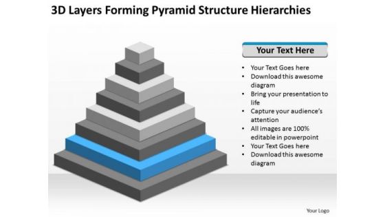 3d Layers Forming Pyramid Structure Hierarchies Ppt Business Plans Online PowerPoint Slides