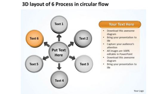 3d Layout Of 6 Process In Circular Flow Cycle Spoke PowerPoint Slides 3d Layout Of 6 Process In Circular Flow Cycle Spoke PowerPoint Slides