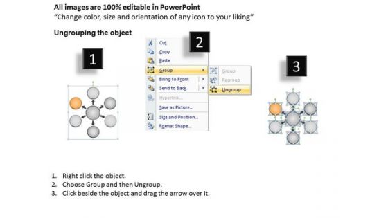 3d Layout Of 6 Process In Circular Flow Cycle Spoke PowerPoint Slides