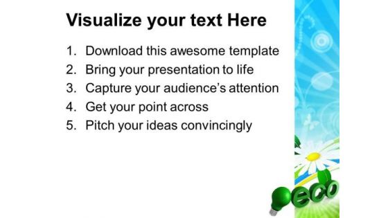 3d Light Bulb With Word Eco Environment PowerPoint Templates And PowerPoint Themes 1012