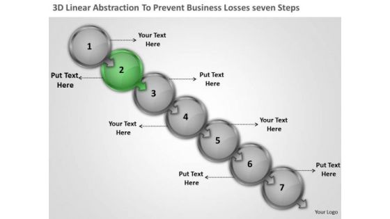 3d Linear Abstraction To Prevent Business Losses Seven Steps Flowcharting PowerPoint Templates
