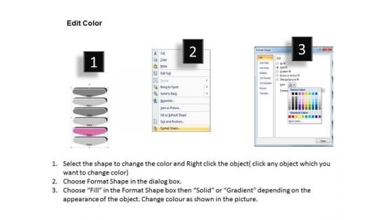 3d Linear Flow Linkage Of Six Stages Create Business Plan Free PowerPoint Templates