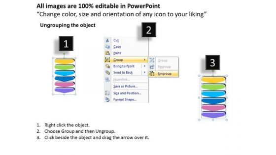 3d Linear Flow Linkage Of Six Stages Planning Chart PowerPoint Templates