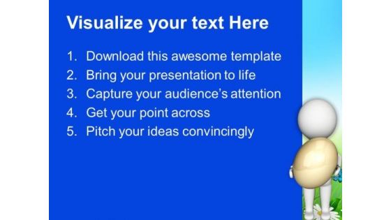 3d Man Holding An Egg PowerPoint Templates Ppt Backgrounds For Slides 0813