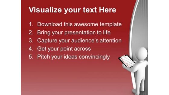 3d Man Holding Checklist PowerPoint Templates Ppt Backgrounds For Slides 0713