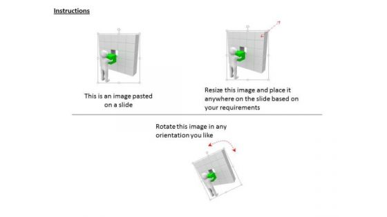 3d Man Holding Green Cube For Solution
