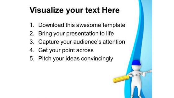 3d Man Holding Screw Driver PowerPoint Templates Ppt Backgrounds For Slides 0813