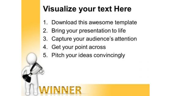 3d Man Holding Silver Trophy Competition PowerPoint Templates And PowerPoint Themes 1012