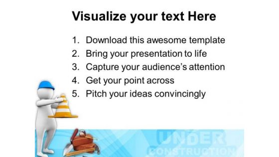 3d Man Holding Traffic Cone PowerPoint Templates Ppt Backgrounds For Slides 0813