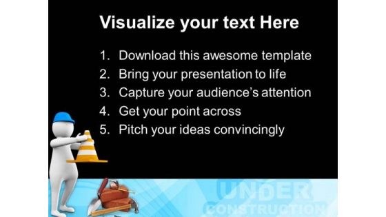 3d Man Holding Traffic Cone PowerPoint Templates Ppt Backgrounds For Slides 0813