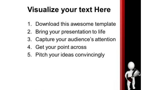 3d Man Holding Trophy Winner PowerPoint Templates Ppt Backgrounds For Slides 0113