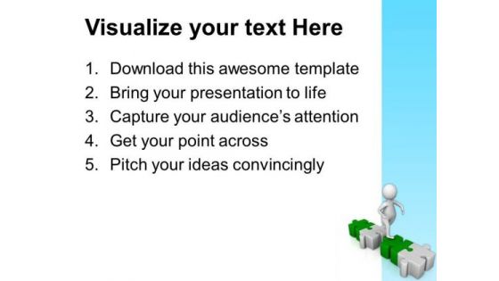 3d Man Jumping On Puzzles PowerPoint Templates Ppt Backgrounds For Slides 0713