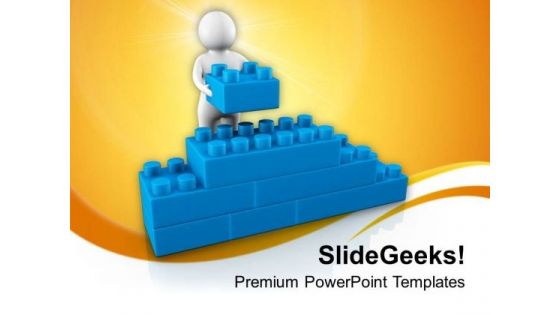 3d Man Making Cube Wall PowerPoint Templates Ppt Backgrounds For Slides 0713