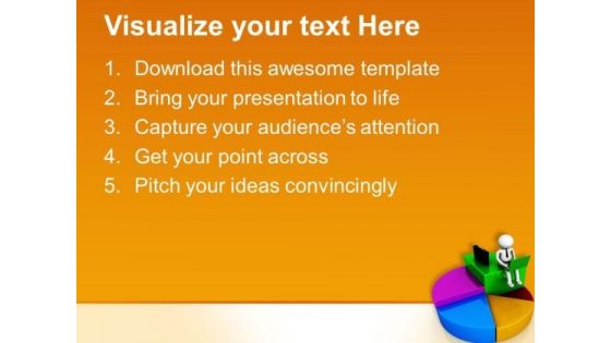 3d Man On A Colorful Pie Chart PowerPoint Templates Ppt Backgrounds For Slides 0713