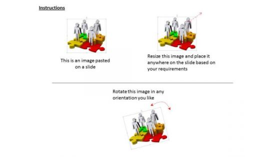 3d Man On Colorful Puzzle Teamwork