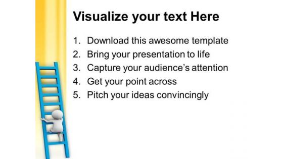 3d Man On Ladders Competing PowerPoint Templates Ppt Backgrounds For Slides 0813
