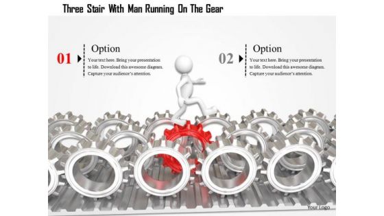 3d Man On Silver Gears PowerPoint Templates