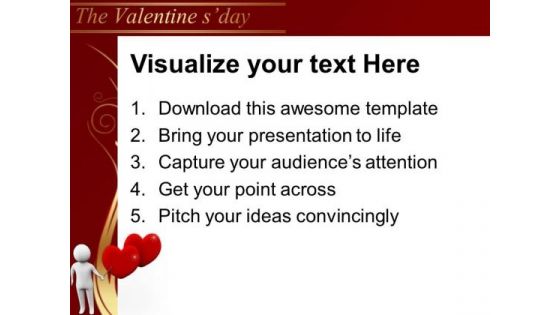 3d Man Pointing Love Hearts Valentines PowerPoint Templates Ppt Backgrounds For Slides 0213