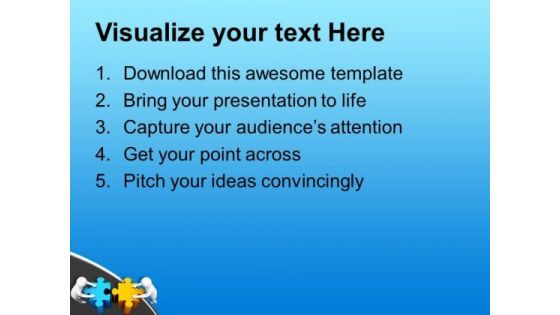 3d Man Pushing Puzzles Joining Team Effort PowerPoint Templates Ppt Backgrounds For Slides 0113