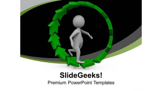 3d Man Running In Unidirectional Cycle PowerPoint Templates Ppt Backgrounds For Slides 0613