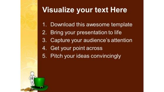 3d Man Standing Beside Hat St Patricks Day PowerPoint Templates Ppt Backgrounds For Slides 0313