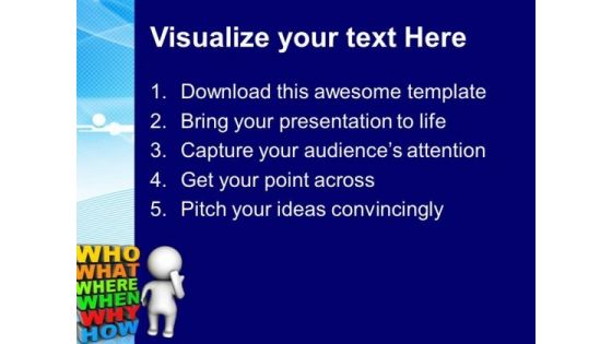 3d Man Standing Beside Questions Business PowerPoint Templates And PowerPoint Themes 0912