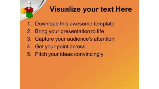 3d Man Standing On Puzzles Winner PowerPoint Templates Ppt Backgrounds For Slides 0213