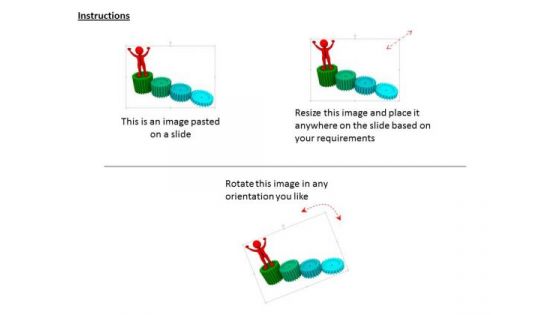 3d Man Standing Over The Gears For Success