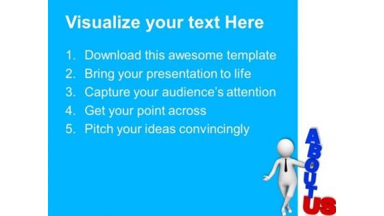 3d Man Standing With About Us PowerPoint Templates Ppt Backgrounds For Slides 0713