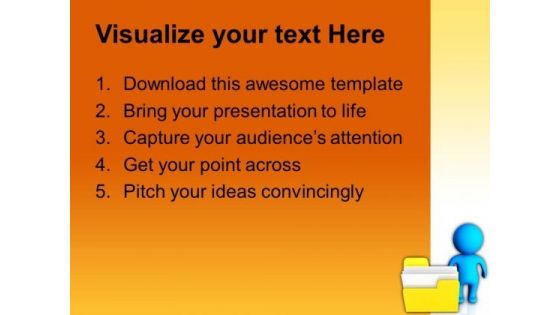 3d Man Stands Besides Folder Business PowerPoint Templates And PowerPoint Themes 1012