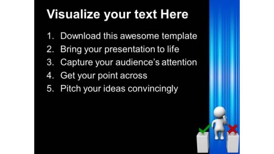 3d Man Thinking Behind Two Podiums People PowerPoint Templates And PowerPoint Themes 0912