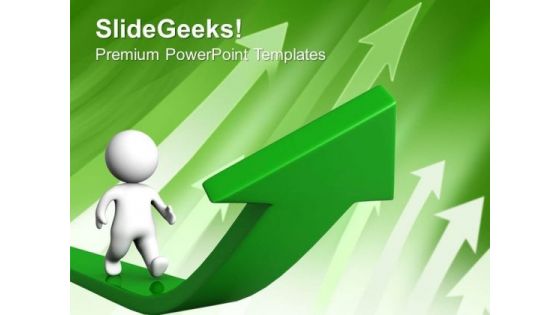 3d Man Walking On Growth Arrows PowerPoint Templates And PowerPoint Themes 0812