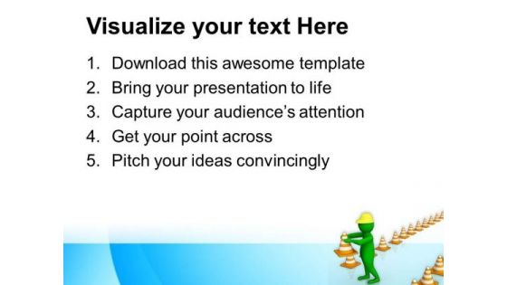 3d Man With A Traffic Cones PowerPoint Templates Ppt Backgrounds For Slides 0813