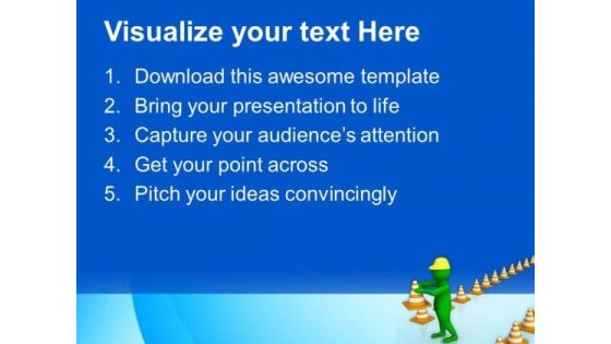 3d Man With A Traffic Cones PowerPoint Templates Ppt Backgrounds For Slides 0813