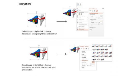 3d Man With Blue Bar Graph And Red Growth Arrow