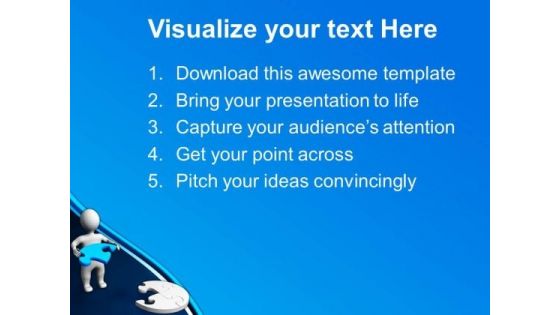 3d Man With Blue Puzzle Jigsaw PowerPoint Templates And PowerPoint Themes 0912