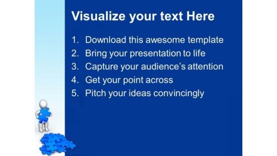 3d Man With Blue Puzzles PowerPoint Templates And PowerPoint Themes 1012