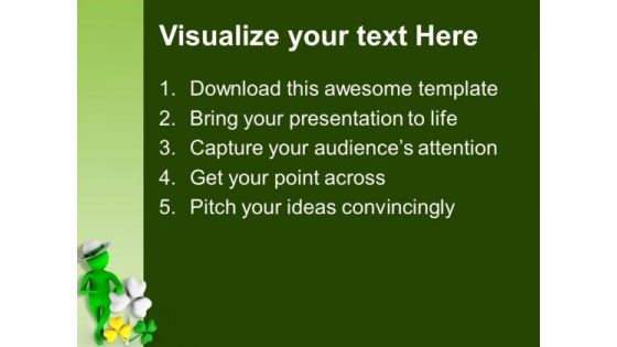 3d Man With Clover Leaf PowerPoint Templates Ppt Backgrounds For Slides 0313