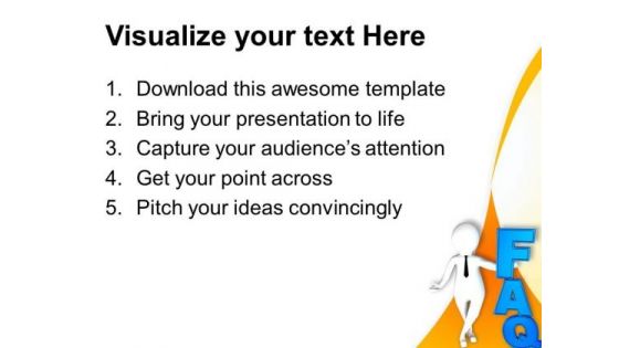 3d Man With Faq Text PowerPoint Templates Ppt Backgrounds For Slides 0813