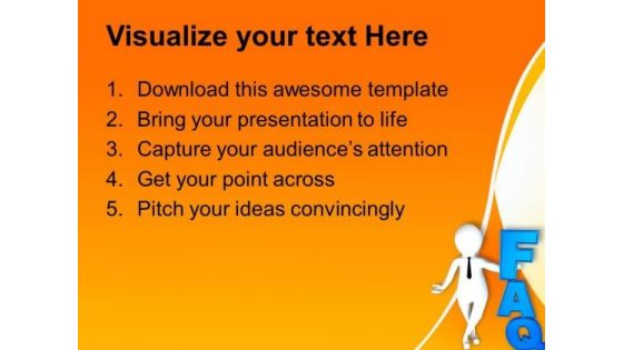 3d Man With Faq Text PowerPoint Templates Ppt Backgrounds For Slides 0813