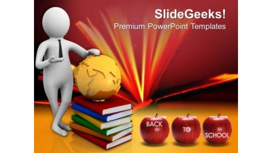 3d Man With Globe And Books PowerPoint Templates Ppt Backgrounds For Slides 0713