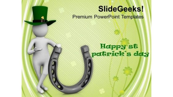 3d Man With Green Hat Happy Patricks Day PowerPoint Templates Ppt Backgrounds For Slides 0313