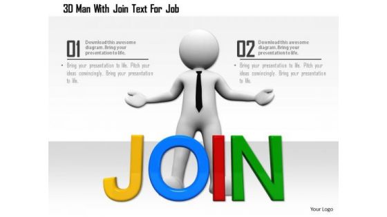 3d Man With Join Text For Job