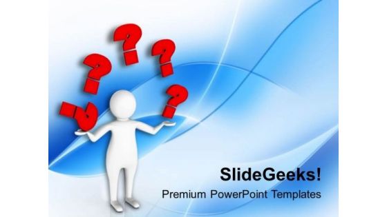 3d Man With Many Red Questions PowerPoint Templates Ppt Backgrounds For Slides 0813