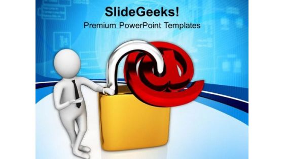 3d Man With Padlock PowerPoint Templates Ppt Backgrounds For Slides 0713