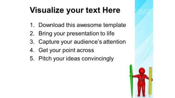 3d Man With Pen And Pencil PowerPoint Templates Ppt Backgrounds For Slides 0813
