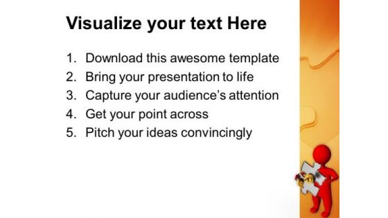 3d Man With Puzzle And Golden Key Business PowerPoint Templates And PowerPoint Themes 1012